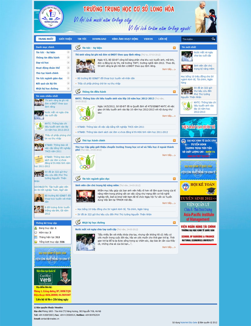 Mẫu website trường THCS - NukeViet Edu Gate