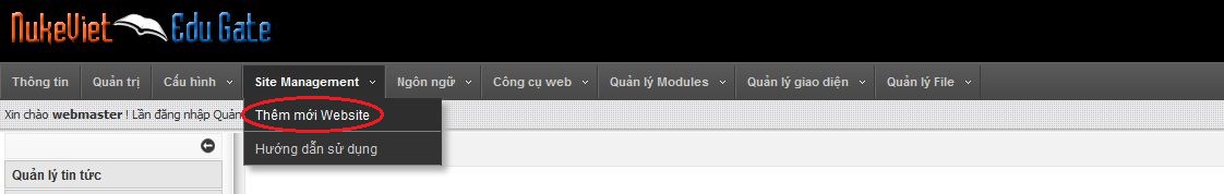 Thêm website mới vào portal