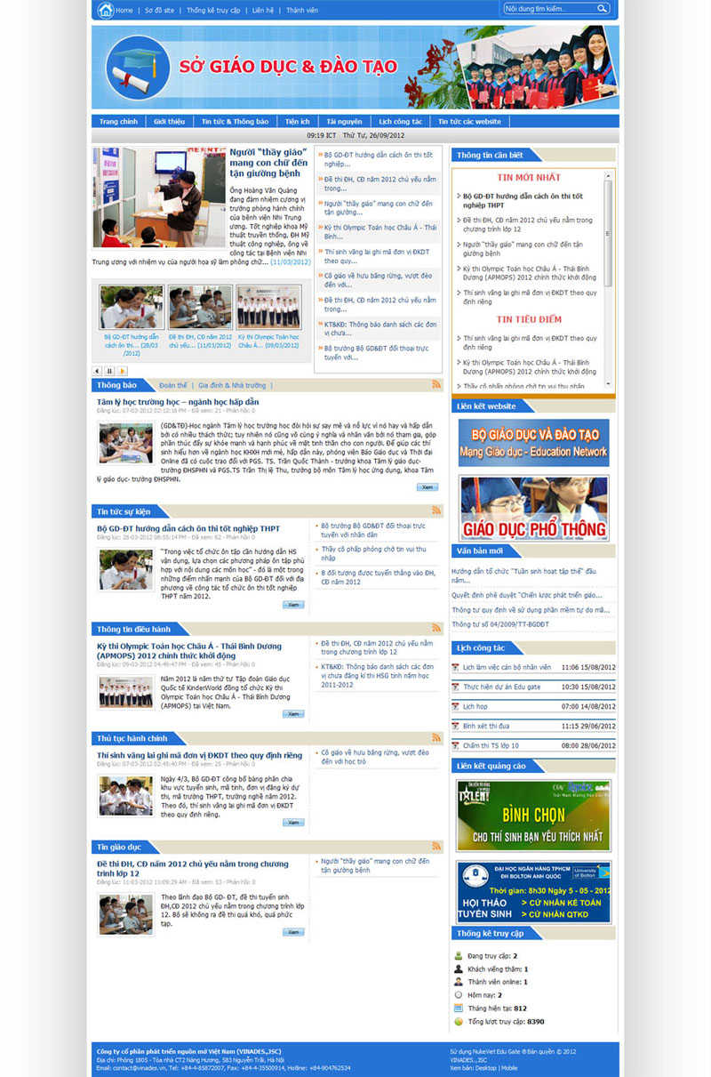 Demo cổng thông tin mẫu dành cho Sở giáo dục