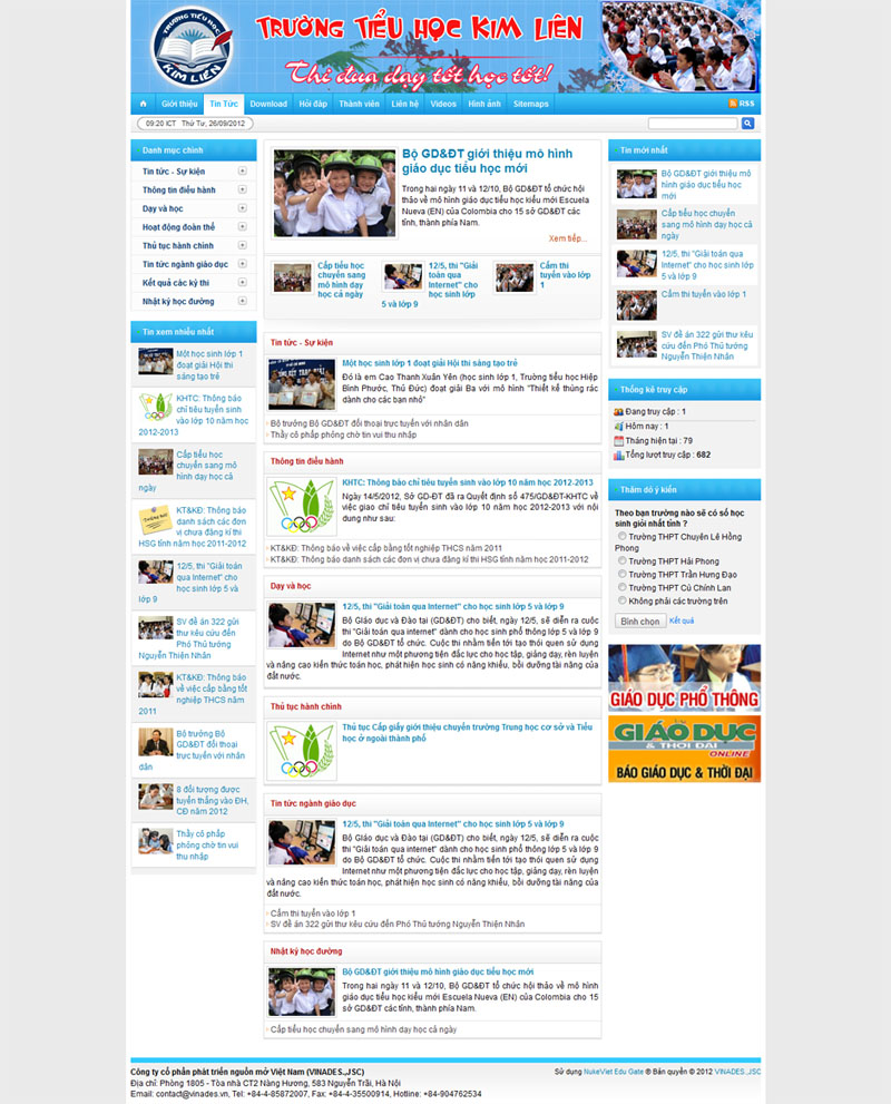 Mẫu website trường tiểu học