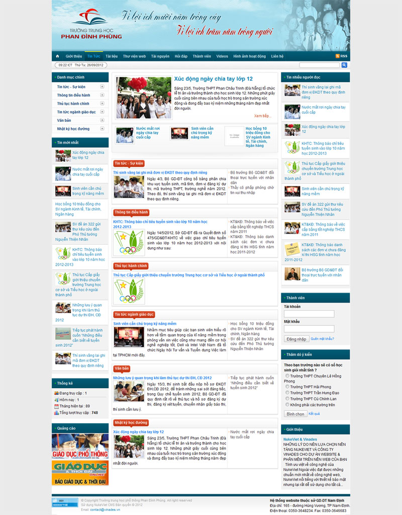 Mẫu website trường THPT