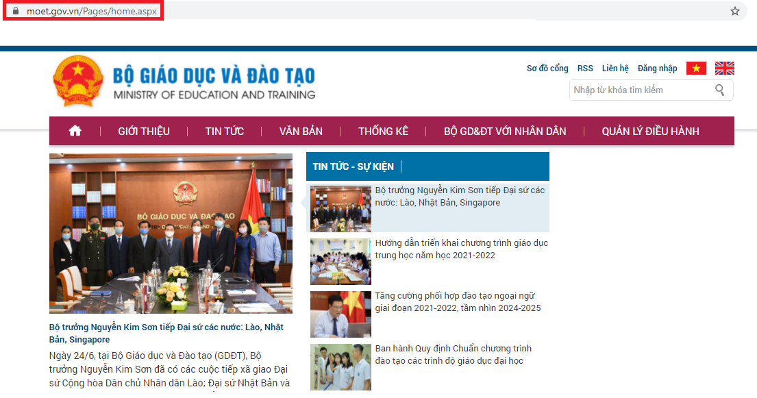 trang web của bộ giáo dục và đào tạo