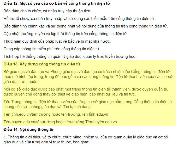 Chương III, Thông tư số 53 về quy định về về tổ chức hoạt động, sử dụng thư điện tử và cổng thông tin điện tử