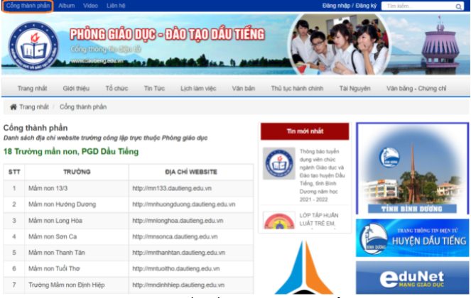 Cổng thông tin điện tử Phòng Giáo dục Dầu Tiếng (cổng thông tin)