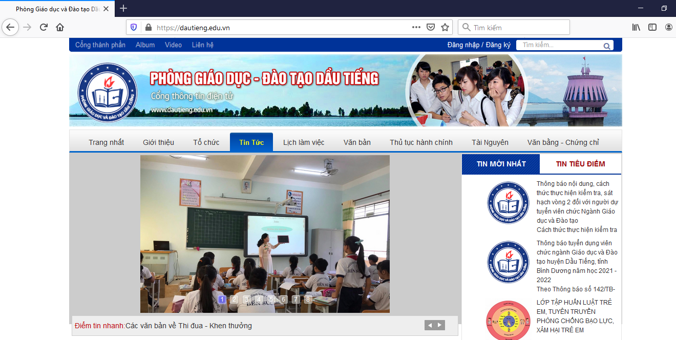 Cổng thông tin điện tử Phòng Giáo dục Dầu Tiếng (firefox)