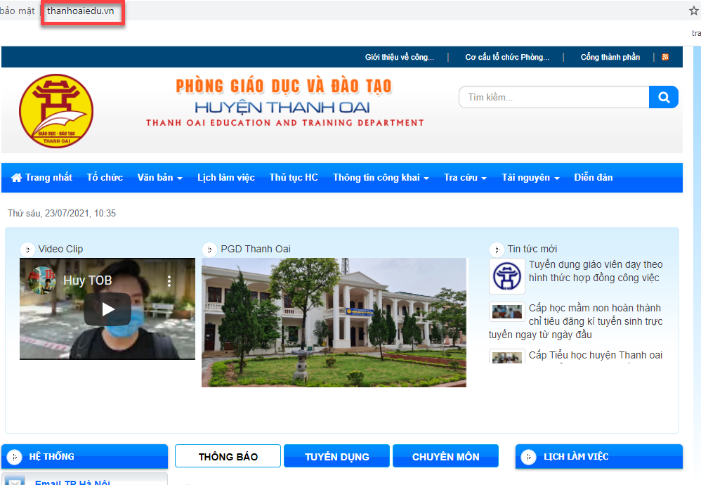 Cổng thông tin điện tử Phòng Giáo dục Thanh Oai (Chrome)