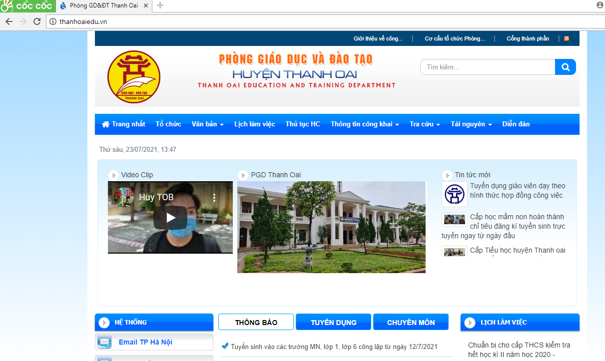 Cổng thông tin điện tử Phòng Giáo dục Thanh Oai (cốc cốc)