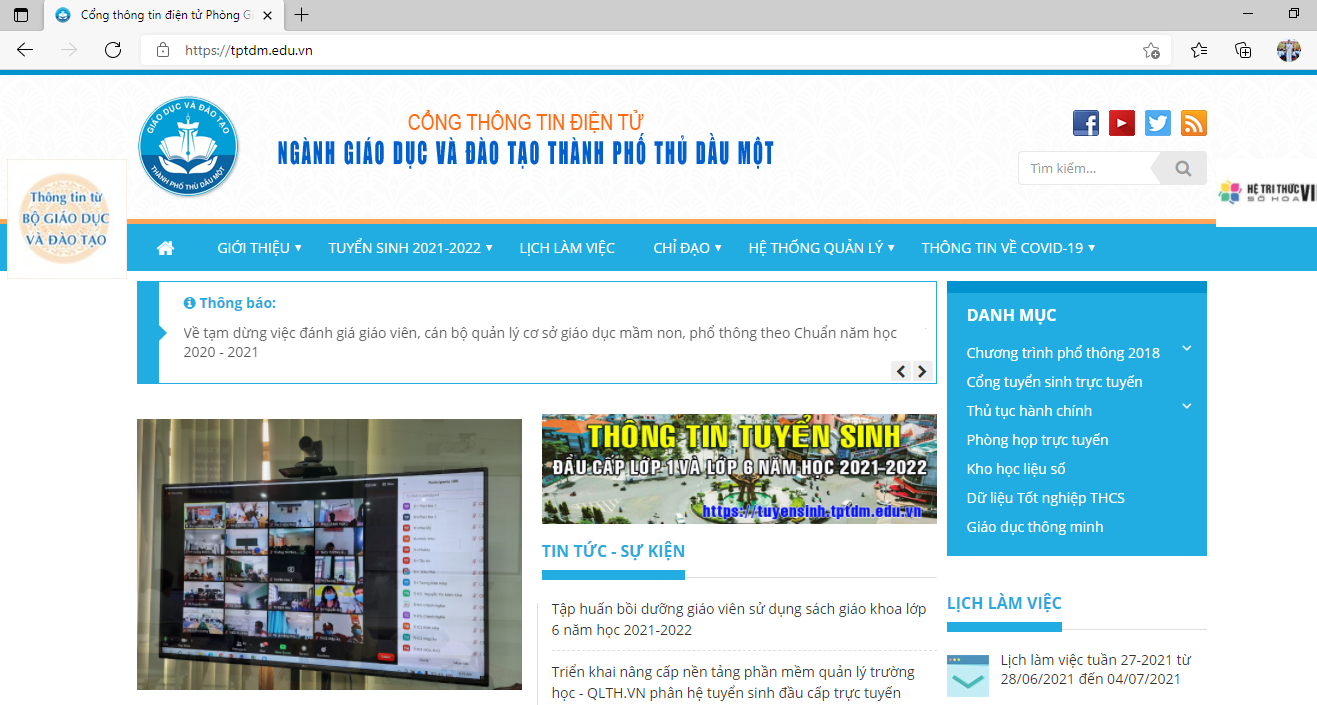 Cổng thông tin điện tử Phòng Giáo dục Thủ Dầu Một Microsoft Edge
