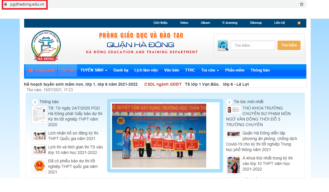 Cổng thông tin điện tử Sở Giáo dục Hà Đông (Chrome)