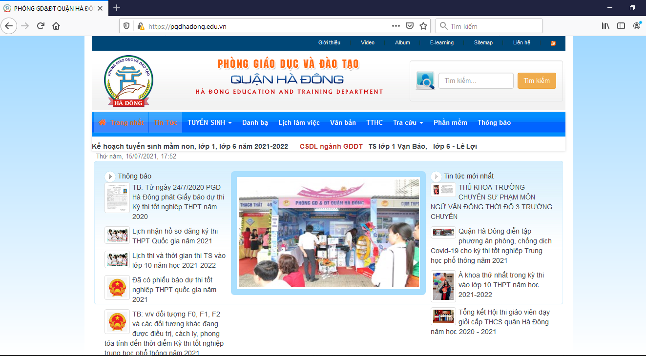 Cổng thông tin điện tử Sở Giáo dục Hà Đông (firefox)