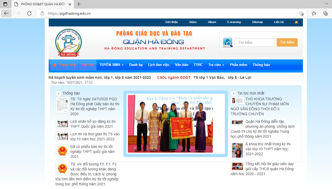 Cổng thông tin điện tử Sở Giáo dục Hà Đông (microsoft edge)