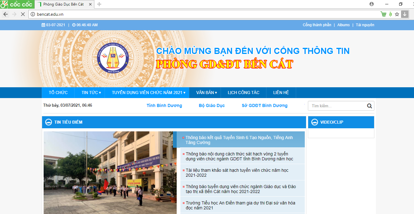 Đánh giá Cổng thông tin điện tử Phòng Giáo dục Bến Cát (cốc cốc)