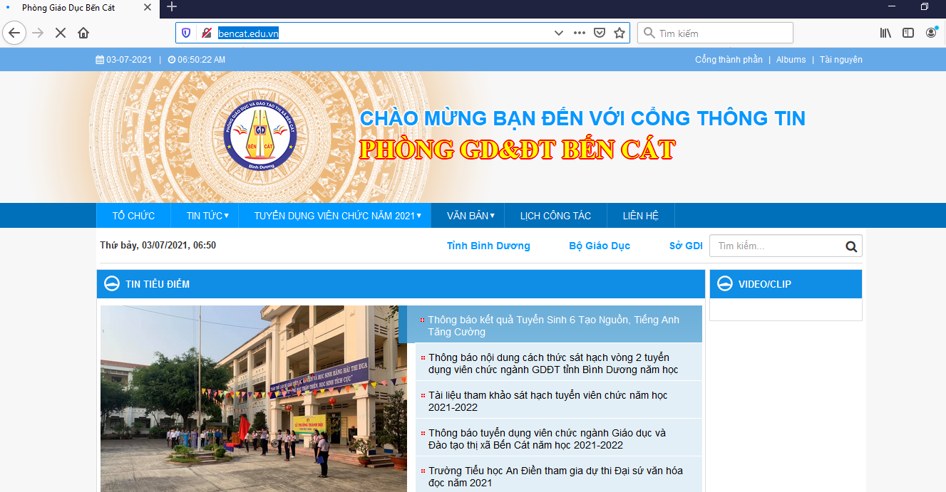 Đánh giá Cổng thông tin điện tử Phòng Giáo dục Bến Cát (firefox)