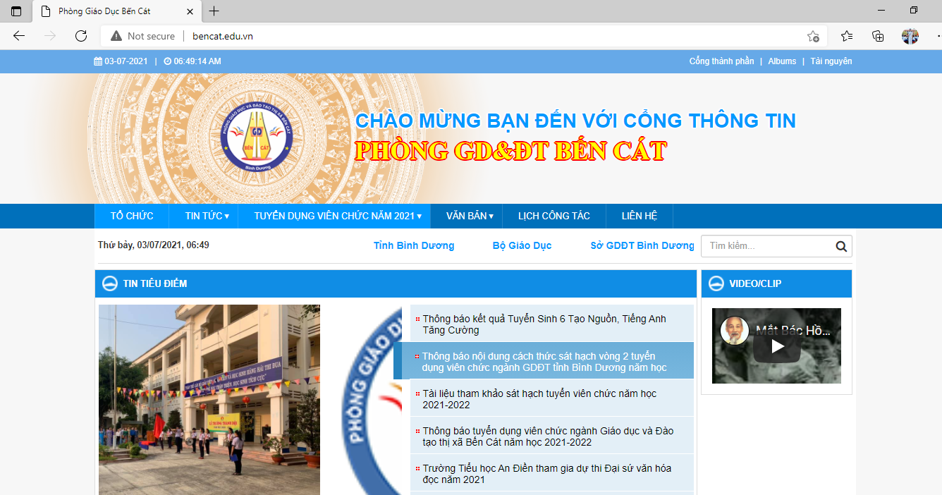 Đánh giá Cổng thông tin điện tử Phòng Giáo dục Bến Cát (microsoft edge)