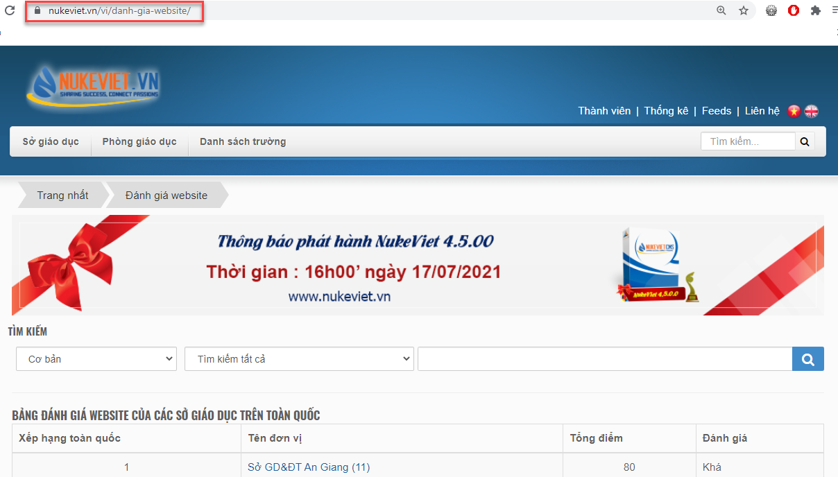 đánh giá website của nukeviet