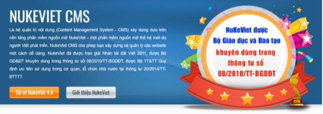 NukeViet Edu Gate xây dựng trên nền mã nguồn mở NukeViet, sản phẩm được Bộ Giáo dục và Đào tạo khuyên dùng