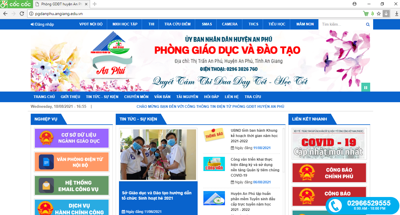 Đánh giá Cổng thông tin điện tử Phòng Giáo dục An Phú (coc coc)