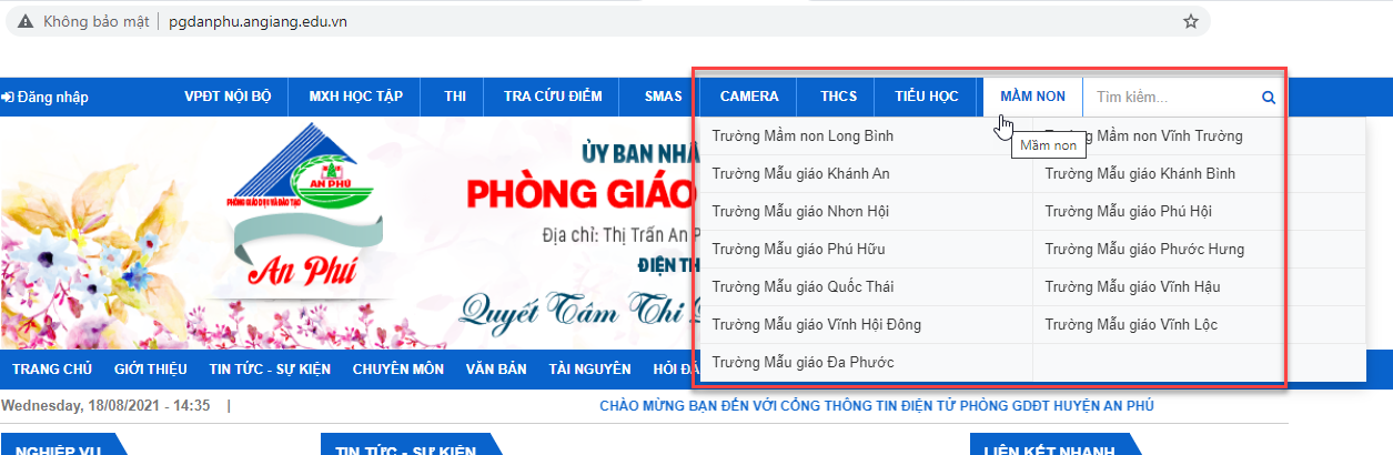Đánh giá Cổng thông tin điện tử Phòng Giáo dục An Phú (cong thong tin)