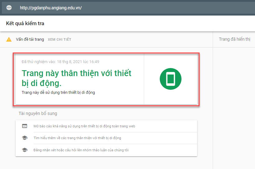 Đánh giá Cổng thông tin điện tử Phòng Giáo dục An Phú (di dong)