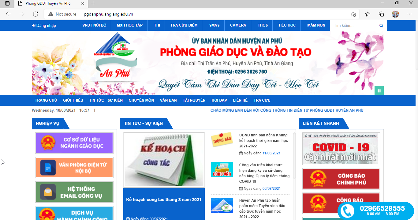 Đánh giá Cổng thông tin điện tử Phòng Giáo dục An Phú (microsoft edge)