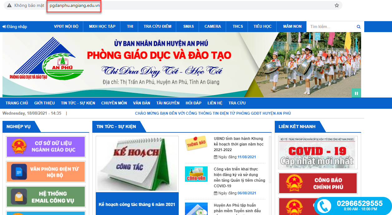 Đánh giá Cổng thông tin điện tử Phòng Giáo dục An Phú (ten mien)