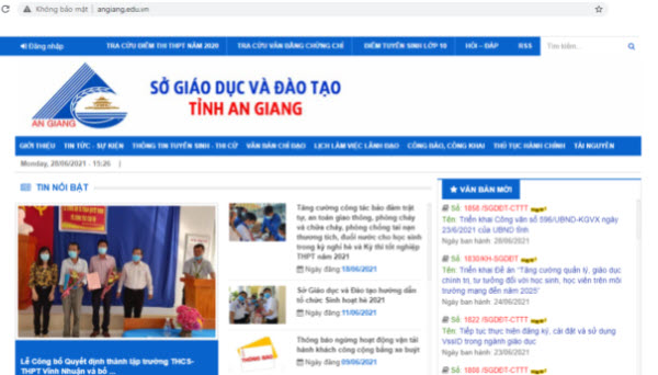 Đánh giá cổng thông tin điện tử sở giáo dục An Giang (chrome)