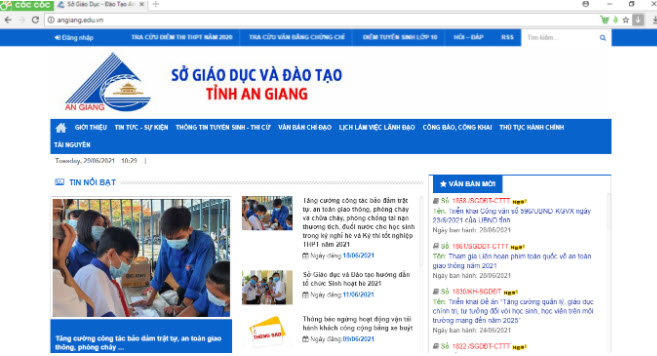 Đánh giá cổng thông tin điện tử sở giáo dục An Giang (cốc cốc)