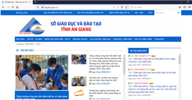 Đánh giá cổng thông tin điện tử sở giáo dục An Giang (firefox)