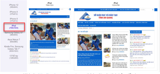 Đánh giá cổng thông tin điện tử sở giáo dục An Giang (ipad)