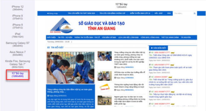 Đánh giá cổng thông tin điện tử sở giáo dục An Giang (máy tính)