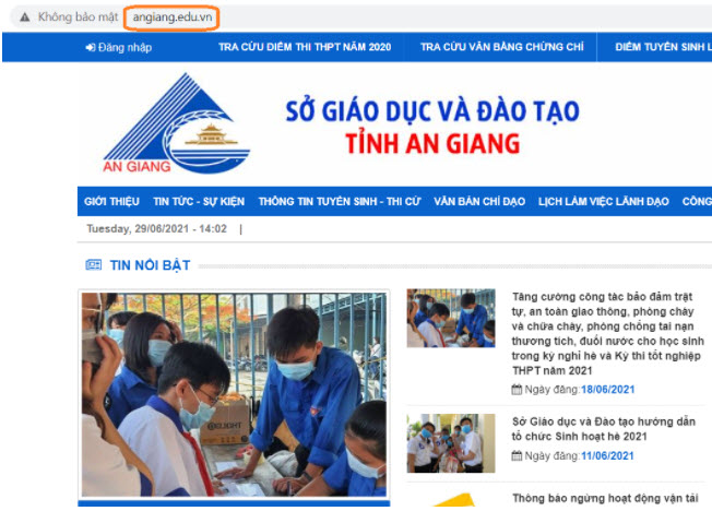 Đánh giá cổng thông tin điện tử sở giáo dục An Giang (tên miền)