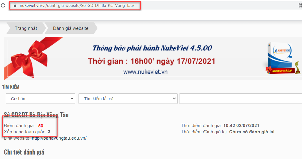 Đánh giá Cổng thông tin điện tử Sở Giáo dục Bà Rịa Vũng Tàu (đánh giá)