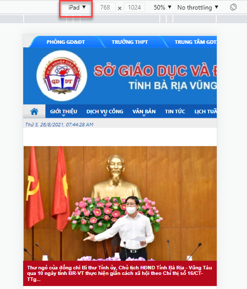 Đánh giá Cổng thông tin điện tử Sở Giáo dục Bà Rịa Vũng Tàu (ipad)