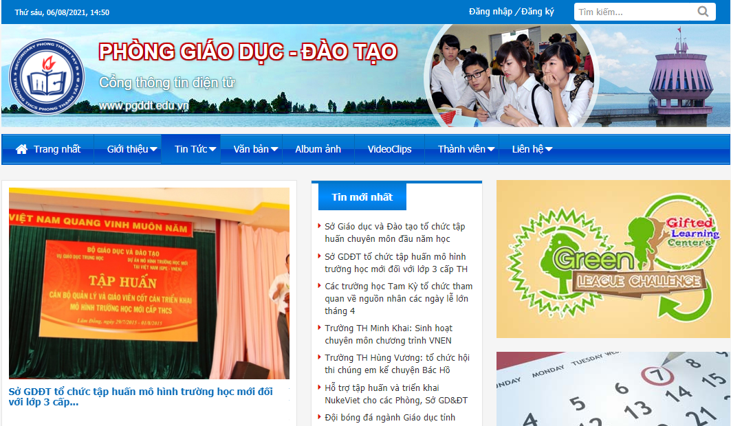 Giao diện website mẫu trường THCS 3