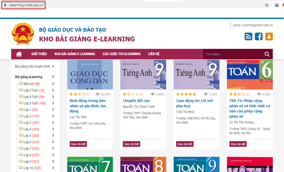 Kho bài giảng e learning của Bộ GD&ĐT