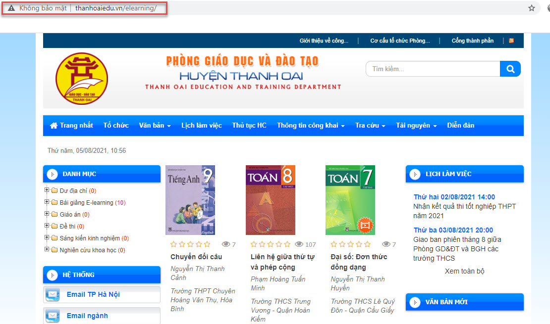 Kho bài giảng e learning của Phòng GD&ĐT Thanh Oai