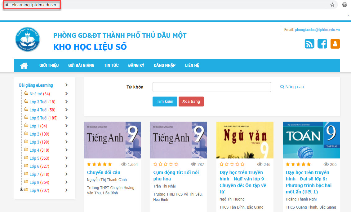 Kho bài giảng e learning của Phòng GD&ĐT Thủ Dầu Một
