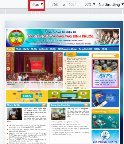 Cổng thông tin điện tử Sở Giáo dục Bình Phước (ipad)
