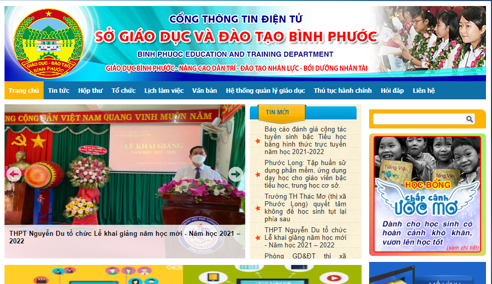 Cổng thông tin điện tử Sở Giáo dục Bình Phước