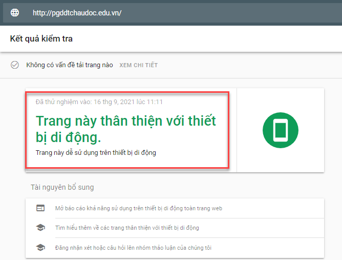 Đánh giá Cổng thông tin điện tử Phòng Giáo dục Châu Đốc (di động)
