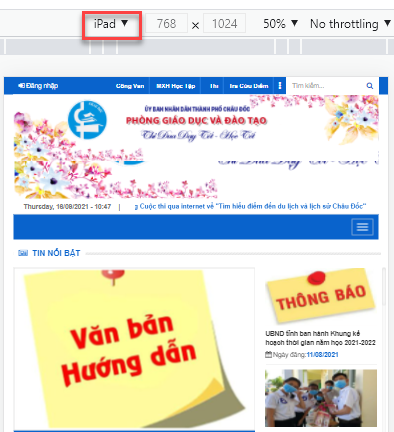 Đánh giá Cổng thông tin điện tử Phòng Giáo dục Châu Đốc (ipad)