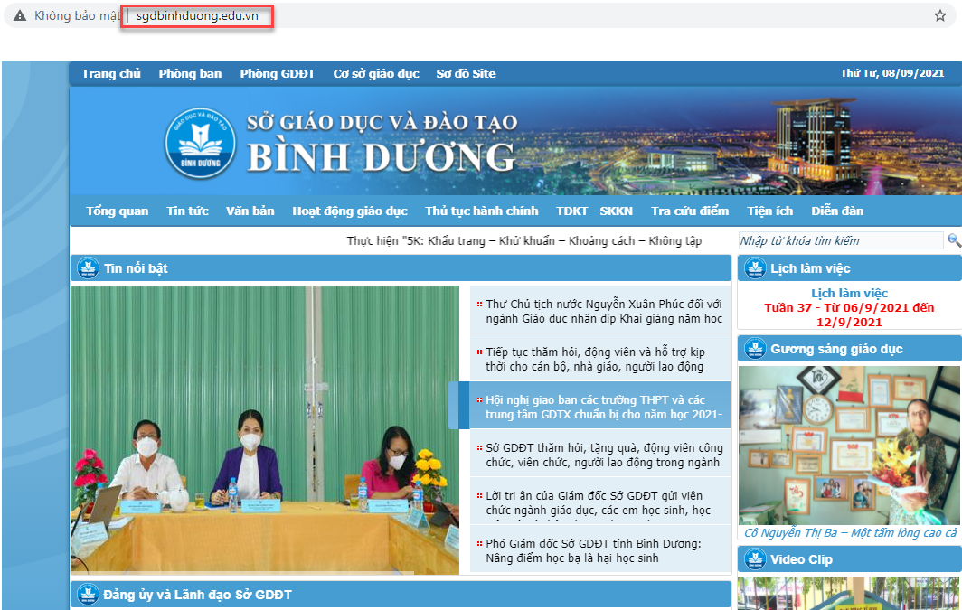 Đánh giá Cổng thông tin điện tử Sở Giáo dục Bình Dương (chrome)
