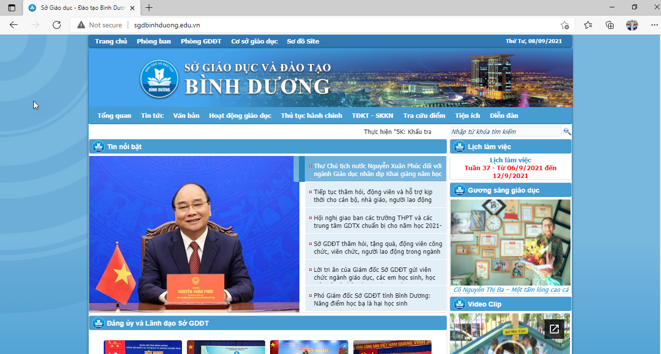 Đánh giá Cổng thông tin điện tử Sở Giáo dục Bình Dương (microsoft edge)