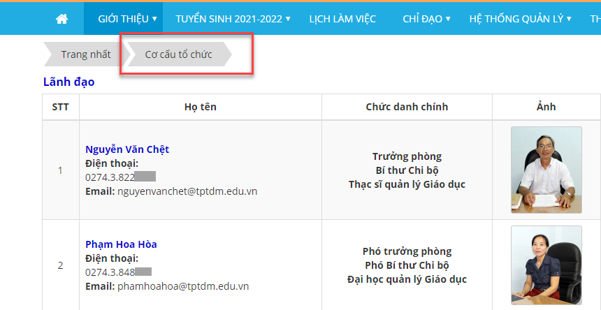 module cơ cấu tổ chức