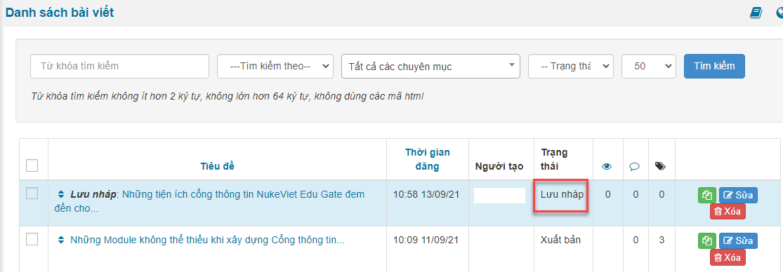 tính năng lưu tạm