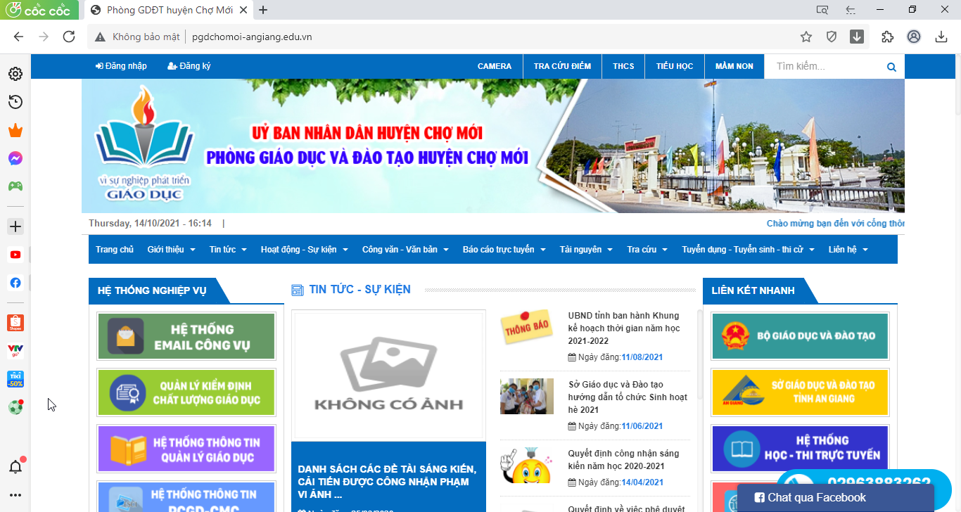 Đánh giá Cổng thông tin điện tử Phòng Giáo dục Chợ Mới (cốc cốc)