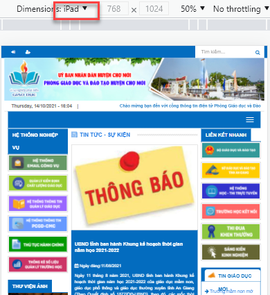 Đánh giá Cổng thông tin điện tử Phòng Giáo dục Chợ Mới (ipad)