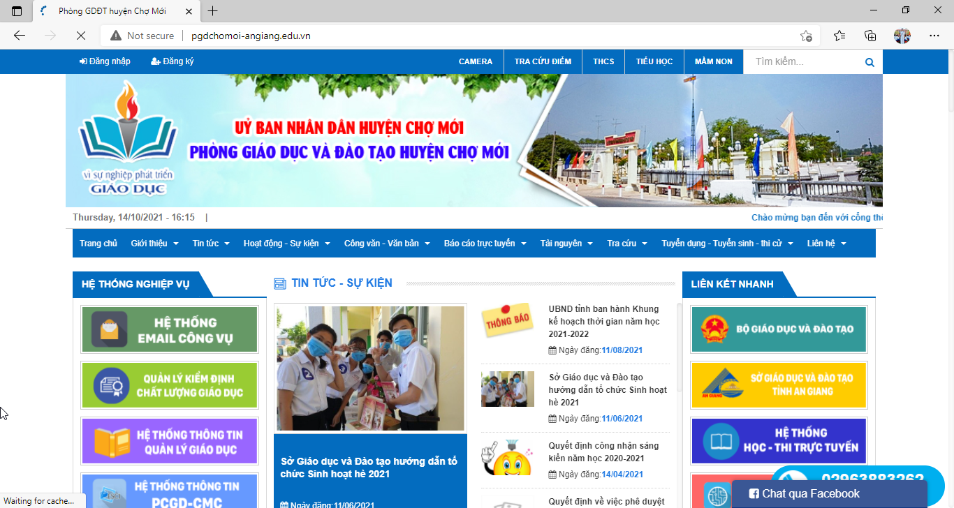Đánh giá Cổng thông tin điện tử Phòng Giáo dục Chợ Mới (microsoft edge)