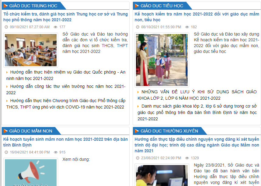 Đánh giá Cổng thông tin Sở giáo dục Bình Định (cổng thông tin)