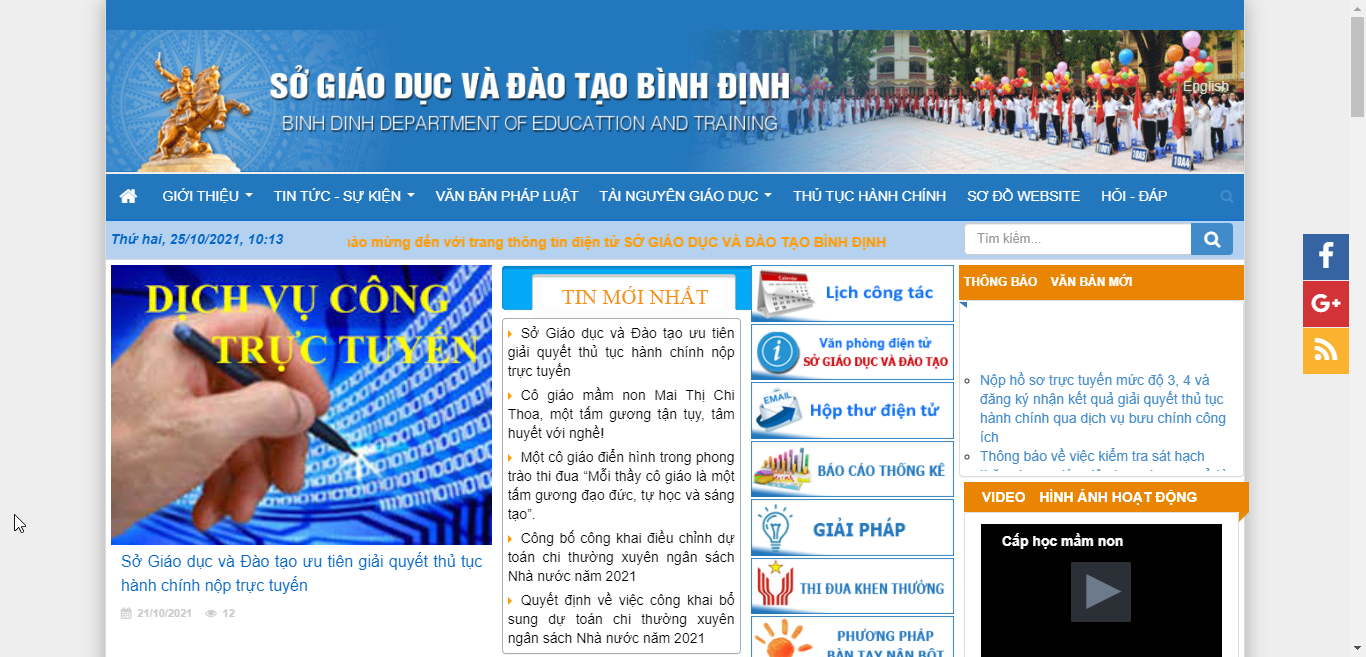 Đánh giá Cổng thông tin Sở giáo dục Bình Định (microsoft edge)